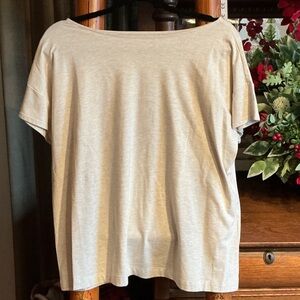 J. Jill Luxe Supima (r) Short Sleeve Light Beige Tee L
